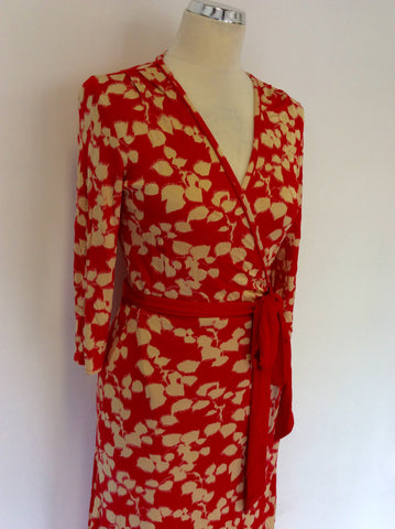 COAST PINK & CREAM PRINT SILK WRAP DRESS SIZE 14