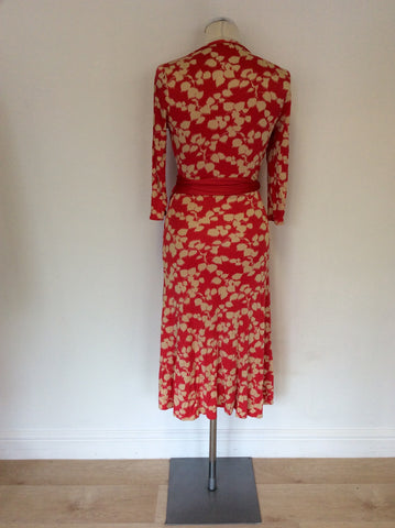 COAST PINK & CREAM PRINT SILK WRAP DRESS SIZE 14