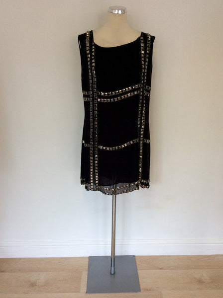IDOL BLACK EMBELISHED BEADED TUNIC TOP SIZE L