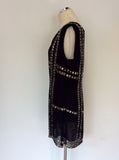 IDOL BLACK EMBELISHED BEADED TUNIC TOP SIZE L