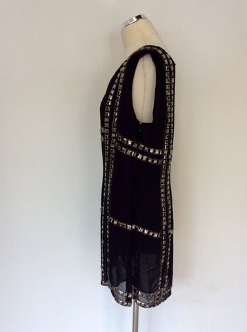 IDOL BLACK EMBELISHED BEADED TUNIC TOP SIZE L