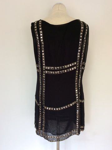 IDOL BLACK EMBELISHED BEADED TUNIC TOP SIZE L