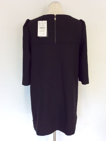 BRAND NEW ZARA WOMAN BLACK 3/4 SLEEVE SHIFT DRESS SIZE L