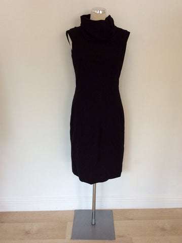 ZARA WOMAN BLACK PLEATED NECK PENCIL DRESS SIZE L