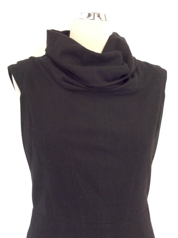 ZARA WOMAN BLACK PLEATED NECK PENCIL DRESS SIZE L