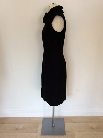 ZARA WOMAN BLACK PLEATED NECK PENCIL DRESS SIZE L