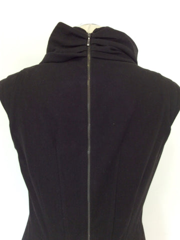 ZARA WOMAN BLACK PLEATED NECK PENCIL DRESS SIZE L