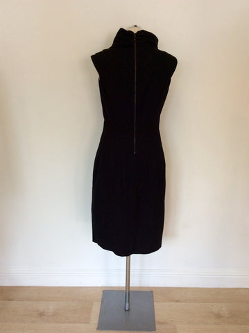 ZARA WOMAN BLACK PLEATED NECK PENCIL DRESS SIZE L
