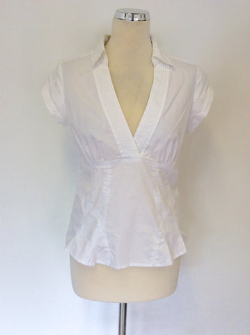 TED BAKER WHITE COTTON CAP SLEEVE TOP SIZE 3 UK 12/14