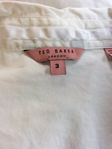 TED BAKER WHITE COTTON CAP SLEEVE TOP SIZE 3 UK 12/14