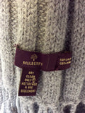 MULBERRY GREY WOOL & ALPACA GREY LONG FRINGED KNIT SCARF
