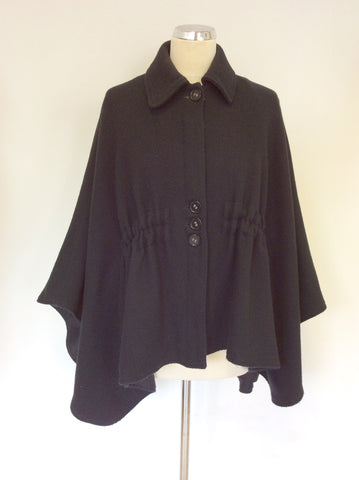 ALL SAINTS BLACK WOOL BLEND CAPE JACKET SIZE 6 WILL FIT LARGER