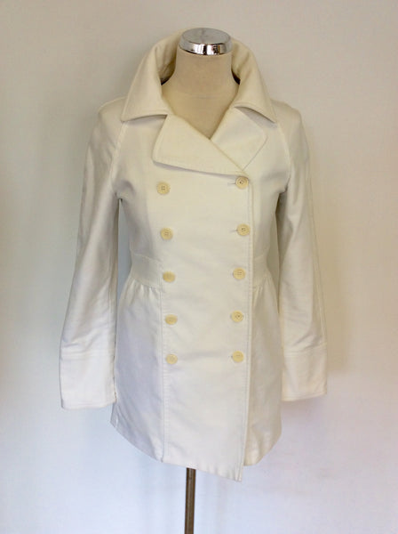PUL & JOE WHITE COTTON DOUBLE BREASTED COAT SIZE 36 UK 8