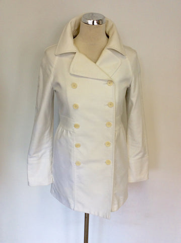PUL & JOE WHITE COTTON DOUBLE BREASTED COAT SIZE 36 UK 8