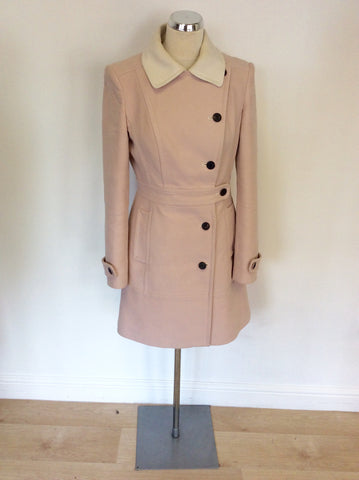 KAREN MILLEN PALE PINK & WHITE KNEE LENGTH COAT SIZE 10
