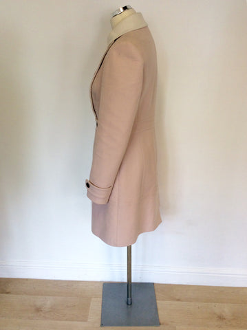 KAREN MILLEN PALE PINK & WHITE KNEE LENGTH COAT SIZE 10