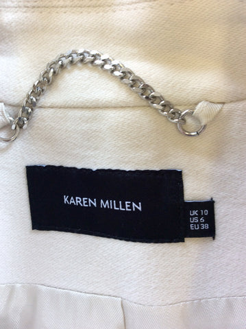 KAREN MILLEN PALE PINK & WHITE KNEE LENGTH COAT SIZE 10