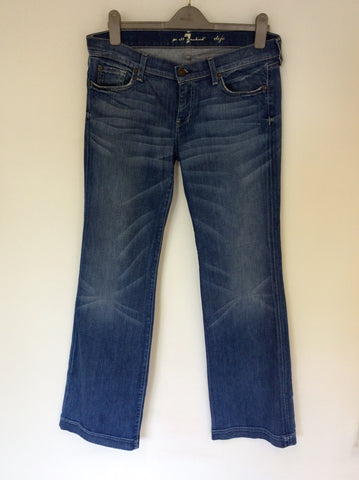 7 FOR ALL MANKIND DOJO BLUE FLARED JEANS SIZE 32W, 34L