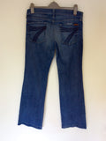 7 FOR ALL MANKIND DOJO BLUE FLARED JEANS SIZE 32W, 34L