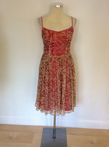 SITTING PRETTY SILK OVERLAY PINK LINED EMBROIDERED DRESS SIZE 10