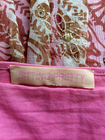 SITTING PRETTY SILK OVERLAY PINK LINED EMBROIDERED DRESS SIZE 10