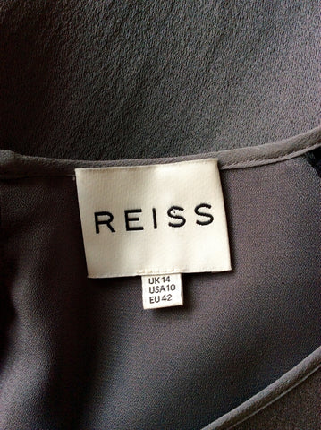 REISS GREY ZOWIE MESH SLEEVE SHIFT DRESS SIZE 14