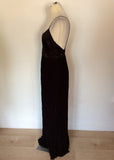 MONSOON BLACK BEADED & SEQUINED TRIM CRINKLE SKIRT LONG DRESS SIZE 12
