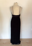 MONSOON BLACK BEADED & SEQUINED TRIM CRINKLE SKIRT LONG DRESS SIZE 12