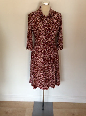HOBBS PRINT STRETCH JERSEY BELTED DRESS SIZE 12