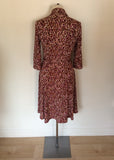 HOBBS PRINT STRETCH JERSEY BELTED DRESS SIZE 12