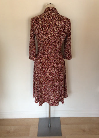 HOBBS PRINT STRETCH JERSEY BELTED DRESS SIZE 12