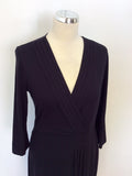 HOBBS NAVY BLUE STRETCH JERSEY WRAP  DRESS SIZE 12