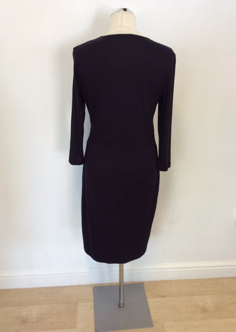 HOBBS NAVY BLUE STRETCH JERSEY WRAP  DRESS SIZE 12