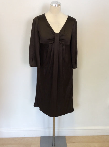 FENN WRIGHT MANSON BROWN SILK OCCASION DRESS SIZE 8