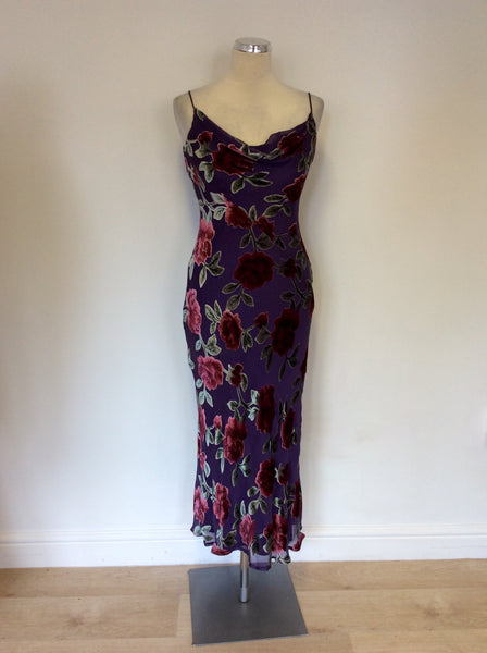 MONSOON PURPLE FLORAL PRINT STRAPPY DRESS SIZE 10
