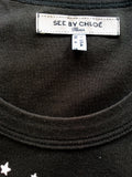 SEE BY CHLOE BROWN CAP SLEEVE T SHIRT SIZE 8