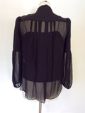 DIANE VON FURSTENBERG BLACK SILK BLOUSE SIZE 8