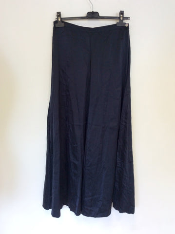 JIGSAW DARK BLUE SILK & COTTON LONG SKIRT SIZE 10