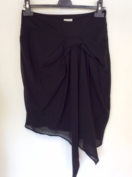 REISS RUBINA BLACK DRAPED ASYMETRIC SKIRT SIZE 10