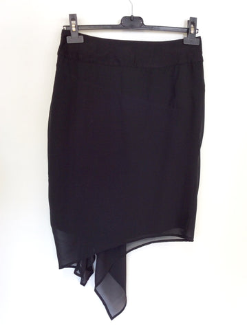 REISS RUBINA BLACK DRAPED ASYMETRIC SKIRT SIZE 10