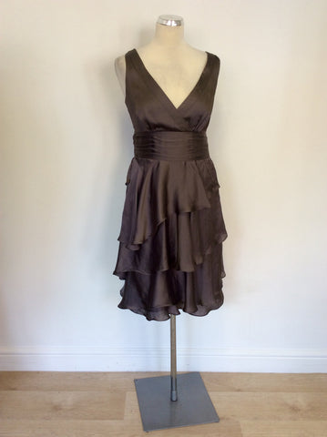 MONSOON MINK BROWN TIERED SKIRT SPECIAL OCCASION DRESS SIZE 8