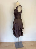 MONSOON MINK BROWN TIERED SKIRT SPECIAL OCCASION DRESS SIZE 8