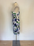 BRAND NEW CONNECTED APPAREL BLUE,WHITE & GREEN FLORAL PRINT DRESS SIZE 12