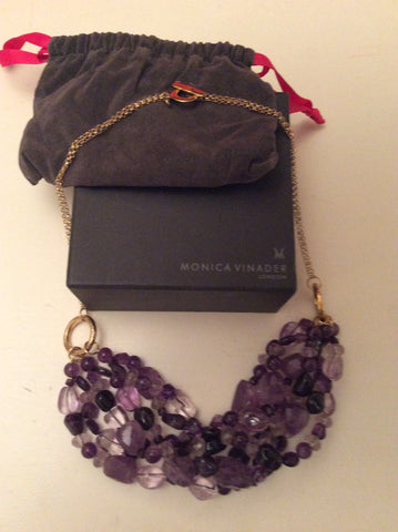 IN BOX MONIKA VINADER AMETHYST BEADED NECKLACE