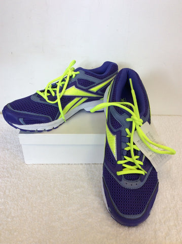 BRAND NEW REEBOK PURPLE & NEON YELLOW DMX RIDE RUNNING TRAINERS SIZE 7.5/41