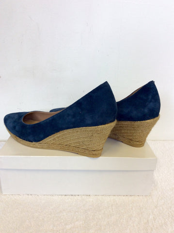 BRAND NEW GAINNO ESPADRILLES BLUE SUEDE WEDGE HEELS SIZE 7/41