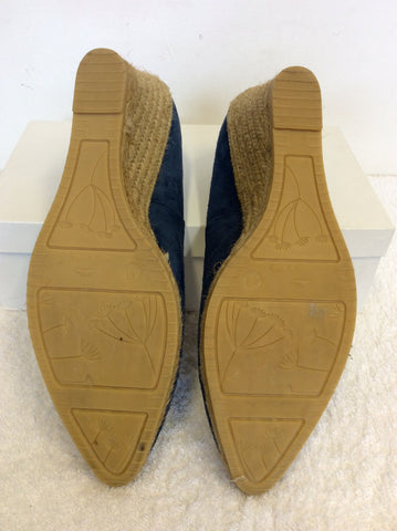 BRAND NEW GAINNO ESPADRILLES BLUE SUEDE WEDGE HEELS SIZE 7/41