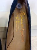 BRAND NEW GAINNO ESPADRILLES BLUE SUEDE WEDGE HEELS SIZE 7/41