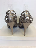 EMILIO LUCAX PEWTER STRAPPY CAGE HEEL SANDALS SIZE 8/42