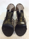 EMILIO LUCAX PEWTER STRAPPY CAGE HEEL SANDALS SIZE 8/42
